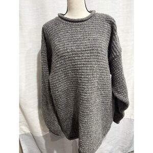 PAUL JAMES MADE IN ENGLAND WOOL ALPACA SWEATER Oversized MEDIUM ROLL GREY WOMENS